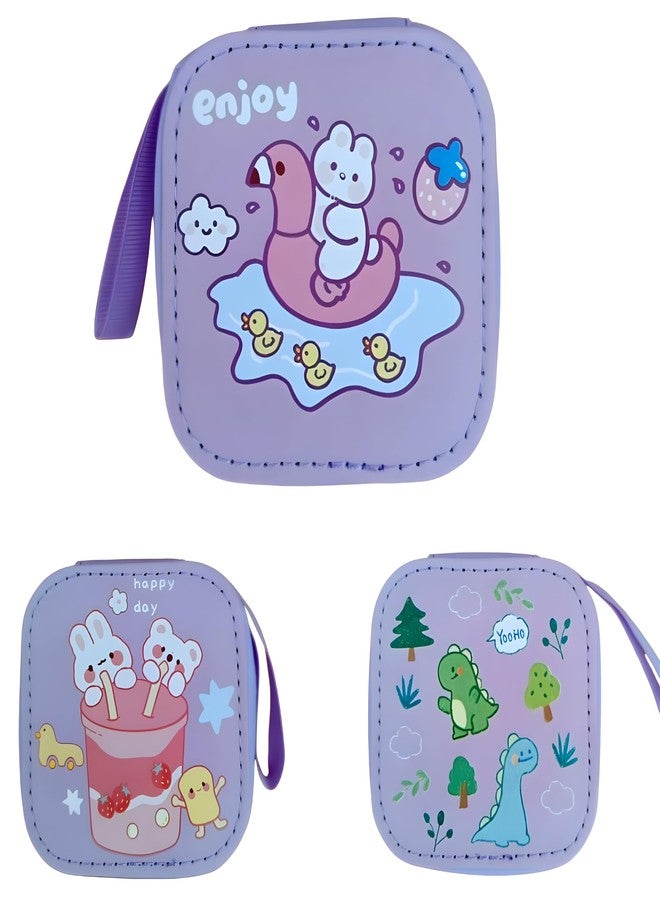 REPISH® Square Small Wallets for Women Coins Zipper Pocket Purse for Girls Kids Storage Bag Stylish Coin Pouch Bag Birthday Gift Return Gift Pack of 1 Multidesign (Color: Purple) - Image 1